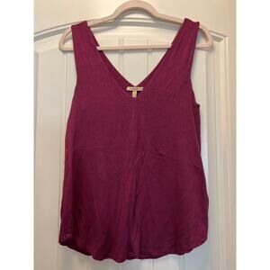Bordeaux Women’s Double V-Neck Soft Sleeveless Pullover Tank Top Size S/P Purple